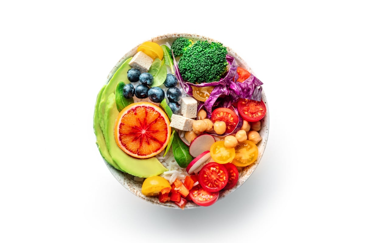 Buddha bowl with avocado, healthy food